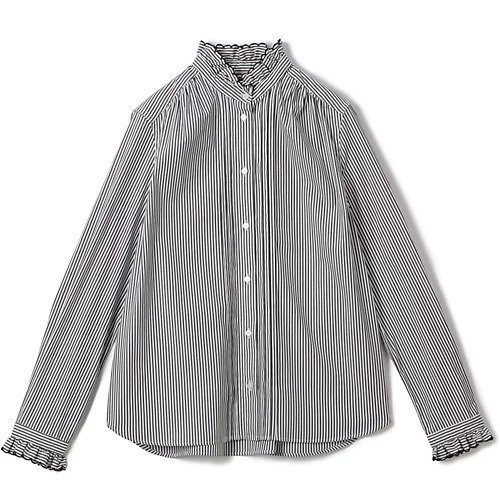 【シンメ/SINME】のストライプスカラエンブロイダリーシャツ 人気、トレンドファッション・服の通販 founy(ファニー) 　ファッション　Fashion　レディースファッション　Fashion for Women　トップス・カットソー　Cut & Sew Tops　シャツ・ブラウス・オフィスカジュアル　Elegant Blouses & Button-Ups　トレンド　Trend, Trending Now　モノトーン　Monotone, Black and White　今季　This Season, Current Season　洗える　Machine Washable　 other-1|ID: prp329100004134274 ipo3291000000035836674