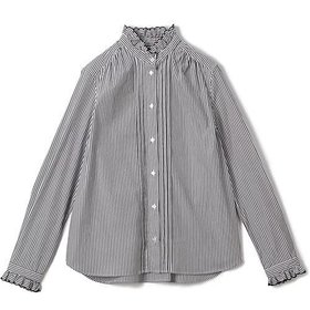 【シンメ/SINME】 ストライプスカラエンブロイダリーシャツ人気、トレンドファッション・服の通販 founy(ファニー) ファッション Fashion レディースファッション Fashion for Women トップス・カットソー Cut & Sew Tops シャツ・ブラウス・オフィスカジュアル Elegant Blouses & Button-Ups トレンド Trend, Trending Now モノトーン Monotone, Black and White 今季 This Season, Current Season 洗える Machine Washable |ID:prp329100004134274