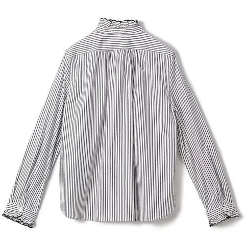 【シンメ/SINME】のストライプスカラエンブロイダリーシャツ 人気、トレンドファッション・服の通販 founy(ファニー) 　ファッション　Fashion　レディースファッション　Fashion for Women　トップス・カットソー　Cut & Sew Tops　シャツ・ブラウス・オフィスカジュアル　Elegant Blouses & Button-Ups　トレンド　Trend, Trending Now　モノトーン　Monotone, Black and White　今季　This Season, Current Season　洗える　Machine Washable　other-2|ID: prp329100004134275 ipo3291000000035836698