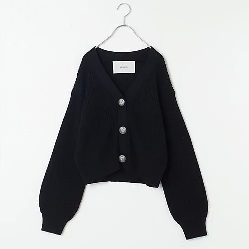 【アダワス/ADAWAS】の【五明祐子さんコラボ】【洗える】SHORT V-NECK CARDIGAN インテリア・キッズ・メンズ・レディースファッション・服の通販 founy(ファニー) 　ファッション　Fashion　レディースファッション　WOMEN　トップス・カットソー　Tops/Tshirt　カーディガン　Cardigans　Vネック　V-Neck　アクリル　Acrylic　カーディガン　Cardigan　コラボ　Collaboration　フォルム　Form　ボトム　Bottom　春　Spring　洗える　Washable　畦　Ridge　ブラック|ID: prp329100004135950 ipo3291000000028307003