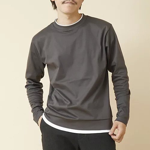 【ノーリーズ グッドマン/NOLLEY'S goodman / MEN】の《ビジカジ対応》フェイクレイヤード ハイゲージスムース 長袖Tシャツ 24AW インテリア・キッズ・メンズ・レディースファッション・服の通販 founy(ファニー) 　ファッション　Fashion　メンズファッション　MEN　2024年　2024　2024-2025秋冬・A/W　Aw/Autumn/Winter/Fw/Fall/2024-2025　インナー　Inner　ジャケット　Jacket　ベーシック　Basic　ボックス　Box　エレガント 上品　Elegant　長袖　Long Sleeve　チャコールグレー|ID: prp329100004136578 ipo3291000000029513654