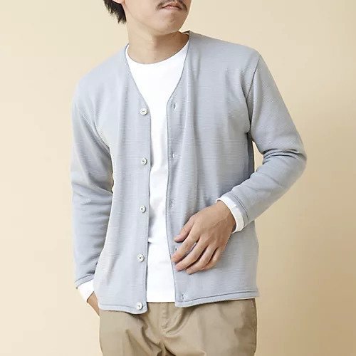 【ノーリーズ グッドマン/NOLLEY'S goodman / MEN】の《2点セット》SIX FUNCTION ボーダーVネックニットカーディガン (ロンT付き)24AW インテリア・キッズ・メンズ・レディースファッション・服の通販 founy(ファニー) 　ファッション　Fashion　メンズファッション　MEN　2024年　2024　2024-2025秋冬・A/W　Aw/Autumn/Winter/Fw/Fall/2024-2025　カーディガン　Cardigan　スタンダード　Standard　ボーダー　Border　グレイッシュブルー|ID: prp329100004136580 ipo3291000000028318396