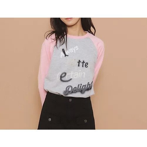 【ピンク ラテ/PINK-latte / KIDS】の【130cmあり】グラフィックロゴ ラグランTシャツ インテリア・キッズ・メンズ・レディースファッション・服の通販 founy(ファニー) 　ファッション　Fashion　キッズファッション　KIDS　おすすめ　Recommend　インナー　Inner　ガーリー　Girly　グラフィック　Graphic　ショート　Short　プリント　Print　ランダム　Random　長袖　Long Sleeve　グレー|ID: prp329100004136711 ipo3291000000028319712