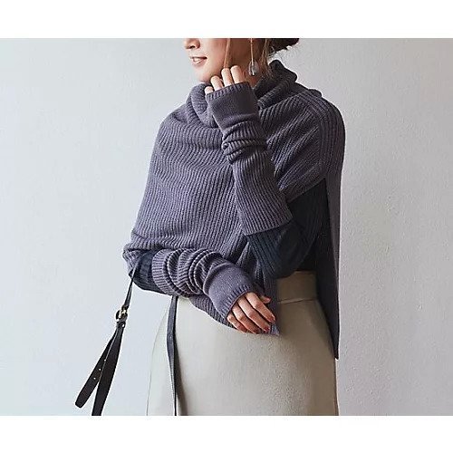 【ドレスハーセルフ/DRESS HERSELF】のニットケープ/シルクカシミヤ 人気、トレンドファッション・服の通販 founy(ファニー) 　ファッション　Fashion　レディースファッション　Fashion for Women　トップス・カットソー　Cut & Sew Tops　ニット　Knit Tops & Sweaters　とろみ　Fluid, Flowy Fabric　アシンメトリー　Asymmetrical Style　シルク　Silk, 100% Silk　ストール　Stole, Wrap　スリット　Slit, Slit Detail　ドレープ　Drape, Draping Fabric　ハイネック　High Neck, Mock Neck　冬　Winter / This Winter　A/W・秋冬　Autumn/Winter　other-2|ID: prp329100004140508 ipo3291000000034472723