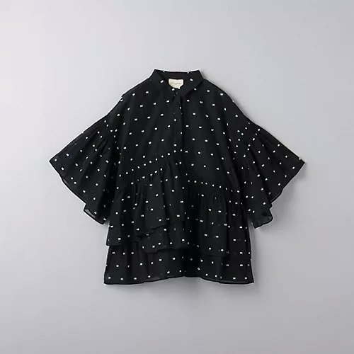 【ユナイテッドアローズ/UNITED ARROWS】のイレギュラー シャーリング ジャカードブラウス 6SL インテリア・キッズ・メンズ・レディースファッション・服の通販 founy(ファニー) 　ファッション　Fashion　レディースファッション　WOMEN　トップス・カットソー　Tops/Tshirt　シャツ/ブラウス　Shirts/Blouses　イレギュラー　Irregular　シャーリング　Shirring　ジャカード　Jacquard　フリル　Frills　おすすめ　Recommend　BLACK|ID: prp329100004141381 ipo3291000000028425745