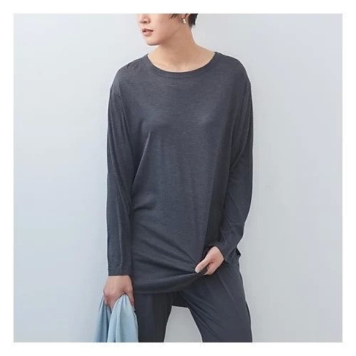 【ドレスハーセルフ/DRESS HERSELF】のカットソー/シルク ロングT インテリア・キッズ・メンズ・レディースファッション・服の通販 founy(ファニー) 　ファッション　Fashion　レディースファッション　WOMEN　トップス・カットソー　Tops/Tshirt　カットソー　Cut and Sewn　カットソー　Cut And Sew　シルク　Silk　スリーブ　Sleeve　ロング　Long　エレガント 上品　Elegant　定番　Standard　チャコールグレー|ID: prp329100004142651 ipo3291000000028446209