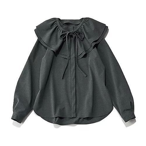 【エムセブンデイズ/M7days】の【コラボ】フリルトップス インテリア・キッズ・メンズ・レディースファッション・服の通販 founy(ファニー) 　ファッション　Fashion　レディースファッション　Fashion for Women　トップス・カットソー　Cut & Sew Tops　コラボ　Collaboration, Collab　シンプル　Simple, Minimal　フリル　Frill, Ruffle　洗える　Machine Washable　チャコールグレー|ID: prp329100004144220 ipo3291000000034953472