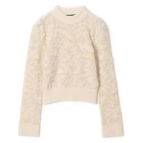 【フォトコピュー/PHOTOCOPIEU】のSQUARE SHOULDER LACE JACQUARD SWEATER インテリア・キッズ・メンズ・レディースファッション・服の通販 founy(ファニー) 　ファッション　Fashion　レディースファッション　WOMEN　トップス・カットソー　Tops/Tshirt　パーカ　Sweats　スウェット　Sweat　2024年　2024　2024-2025秋冬・A/W　Aw/Autumn/Winter/Fw/Fall/2024-2025　クラシカル　Classical　シェイプ　Shape　ワイド　Wide　IVORY|ID: prp329100004144227 ipo3291000000028464973