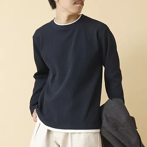 【ノーリーズ グッドマン/NOLLEY'S goodman / MEN】の《吸水速乾》ワッフルダブルカラー長袖Tシャツ 24AW インテリア・キッズ・メンズ・レディースファッション・服の通販 founy(ファニー) 　ファッション　Fashion　メンズファッション　MEN　2024年　2024　2024-2025秋冬・A/W　Aw/Autumn/Winter/Fw/Fall/2024-2025　インナー　Inner　ウォッシャブル　Washable　ストレッチ　Stretch　ダブル　Double　ブルゾン　Blouson　ワッフル　Waffle　吸水　Water Absorption　長袖　Long Sleeve　ネイビー|ID: prp329100004144547 ipo3291000000028466201