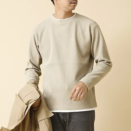 【ノーリーズ グッドマン/NOLLEY'S goodman / MEN】の《吸水速乾》ワッフルダブルカラー長袖Tシャツ 24AW インテリア・キッズ・メンズ・レディースファッション・服の通販 founy(ファニー) 　ファッション　Fashion　メンズファッション　MEN　2024年　2024　2024-2025秋冬・A/W　Aw/Autumn/Winter/Fw/Fall/2024-2025　インナー　Inner　ウォッシャブル　Washable　ストレッチ　Stretch　ダブル　Double　ブルゾン　Blouson　ワッフル　Waffle　吸水　Water Absorption　長袖　Long Sleeve　ベージュ|ID: prp329100004144547 ipo3291000000028466203