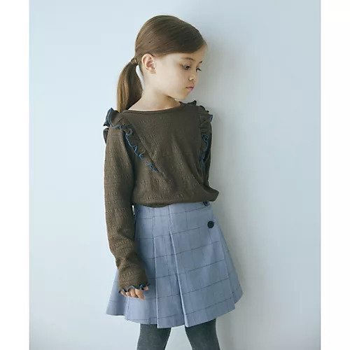 【グリーンレーベルリラクシング/green label relaxing / UNITED ARROWS / KIDS】の【別注】TJ EX JQD 肩フリル メロウトップス / キッズ 100cm-130cm インテリア・キッズ・メンズ・レディースファッション・服の通販 founy(ファニー) 　ファッション　Fashion　キッズファッション　KIDS　トップス・カットソー　Tops/Tees/Kids　インナー　Inner　秋　Autumn/Fall　キュロット　Culottes　ダウン　Down　トレンド　Trend　フリル　Frills　別注　Special Order　エレガント 上品　Elegant　DK.BROWN|ID: prp329100004144580 ipo3291000000028466378