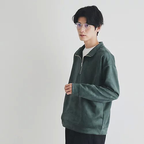 【ザ ショップ ティーケー/THE SHOP TK / MEN】のスウェードライクハーフジッププルオーバー インテリア・キッズ・メンズ・レディースファッション・服の通販 founy(ファニー) 　ファッション　Fashion　メンズファッション　MEN　トップス・カットソー　Tops/Tshirt/Men　インナー　Inner　秋　Autumn/Fall　今季　This Season　スエード　Suede　スタンド　Stand　ストレッチ　Stretch　スマート　Smart　タートルネック　Turtleneck　トレンド　Trend　ポケット　Pocket　リラックス　Relax　冬　Winter　グリーン|ID: prp329100004146035 ipo3291000000028483973