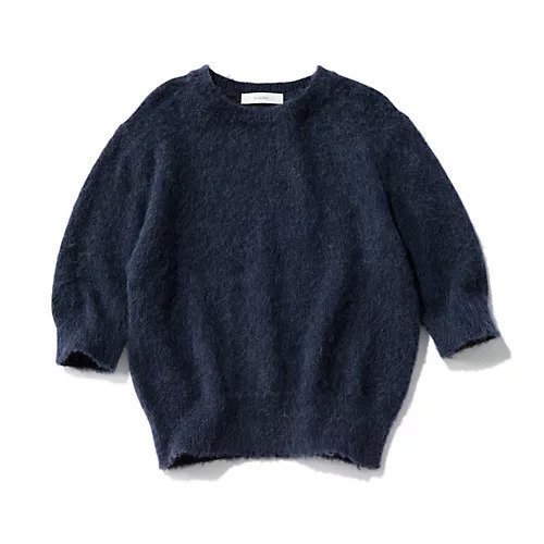 【スアデオ/suadeo】のアルパカ混半袖クルーニット インテリア・キッズ・メンズ・レディースファッション・服の通販 founy(ファニー) 　ファッション　Fashion　レディースファッション　Fashion for Women　トップス・カットソー　Cut & Sew Tops　ニット　Knit Tops & Sweaters　クロップド　Cropped, Short Length　ボトム　Bottoms, Lower Wear　エレガント 上品　Elegant　半袖　Short Sleeve, Half Sleeve　ネイビー|ID: prp329100004153103 ipo3291000000034953902