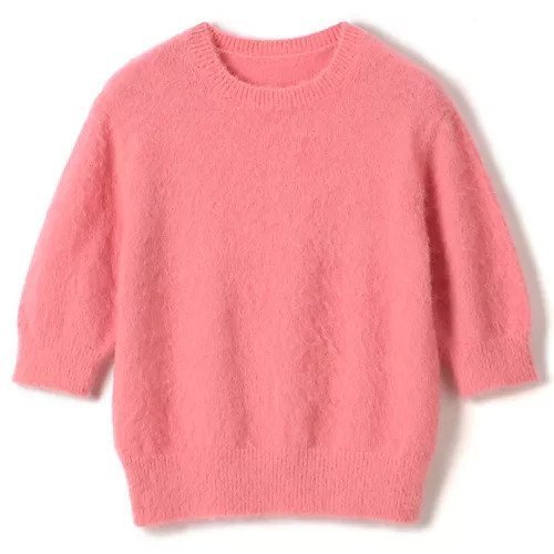 【スアデオ/suadeo】のアルパカ混半袖クルーニット インテリア・キッズ・メンズ・レディースファッション・服の通販 founy(ファニー) 　ファッション　Fashion　レディースファッション　Fashion for Women　トップス・カットソー　Cut & Sew Tops　ニット　Knit Tops & Sweaters　クロップド　Cropped, Short Length　ボトム　Bottoms, Lower Wear　エレガント 上品　Elegant　半袖　Short Sleeve, Half Sleeve　ピンク|ID: prp329100004153103 ipo3291000000034953903