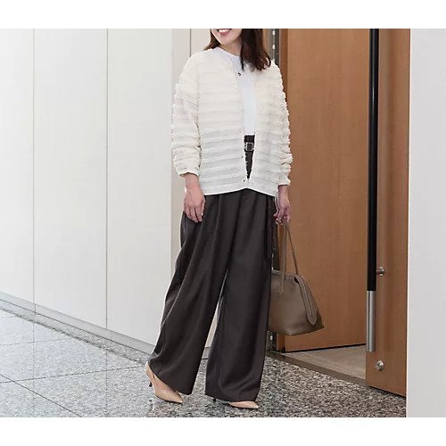 【ミラオーウェン/Mila Owen】のベルト付きタックワイドパンツ 人気、トレンドファッション・服の通販 founy(ファニー) 　ファッション　Fashion　レディースファッション　WOMEN　パンツ　Pants　ベルト　Belts　カーディガン　Cardigan　ジャケット　Jacket　テーパード　Tapered　バランス　Balance　フリル　Frills　ワイド　Wide　other-2|ID: prp329100004158567 ipo3291000000031287100