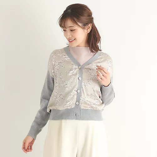 【ローラアシュレイ/LAURA ASHLEY】の【Lサイズあり/3colors/同柄アイテムあり】ポリントン ローゼズ柄 パネルニットカーディガン インテリア・キッズ・メンズ・レディースファッション・服の通販 founy(ファニー) 　ファッション　Fashion　レディースファッション　WOMEN　トップス・カットソー　Tops/Tshirt　ニット　Knit Tops　カーディガン　Cardigans　A/W・秋冬　Aw・Autumn/Winter・Fw・Fall-Winter　なめらか　Smooth　カーディガン　Cardigan　スマート　Smart　トレンド　Trend　ドッキング　Docking　ベージュ|ID: prp329100004159846 ipo3291000000028702922