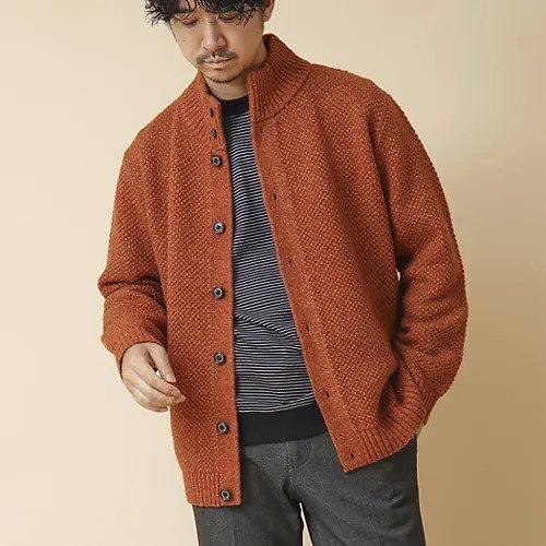 【ノーリーズ グッドマン/NOLLEY'S goodman / MEN】のミックスカラー スタンドカーディガン インテリア・キッズ・メンズ・レディースファッション・服の通販 founy(ファニー) 　ファッション　Fashion　メンズファッション　MEN　おすすめ　Recommend　カーディガン　Cardigan　ギフト プレゼント　Gift Present　シンプル　Simple　ジャケット　Jacket　スタンダード　Standard　スタンド　Stand　デニム　Denim　ミックス　Mix　オレンジ|ID: prp329100004161525 ipo3291000000028724953