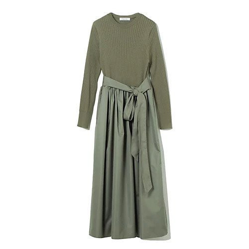 【イーバイエクラ/E by eclat】のリブニットドッキングワンピース インテリア・キッズ・メンズ・レディースファッション・服の通販 founy(ファニー) https://founy.com/ ファッション Fashion レディースファッション Fashion for Women ワンピース Dresses ギャザー Gathered, Ruffled ドッキング Docking, Mixed Material ベーシック Basic, Essential リボン Ribbon, Bow ワイドリブ Wide Rib, Wide Ribbed Knit エレガント 上品 Elegant |ID: prp329100004166101 ipo3291000000034991789