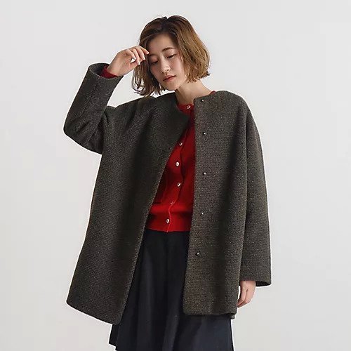 【グローブ/grove】のショートシャギーノーカラーコート インテリア・キッズ・メンズ・レディースファッション・服の通販 founy(ファニー) 　ファッション　Fashion　レディースファッション　WOMEN　アウター　Coat Outerwear　コート　Coats　ショート　Short　シンプル　Simple　スマート　Smart　スリーブ　Sleeve　チュール　Tulle　デニム　Denim　バランス　Balance　フェミニン　Feminine　プリーツ　Pleats　ポケット　Pocket　ミドル　Middle　リラックス　Relax　おすすめ　Recommend　2024年　2024　2024-2025秋冬・A/W　Aw/Autumn/Winter/Fw/Fall/2024-2025　チャコールグレー|ID: prp329100004170033 ipo3291000000028852125