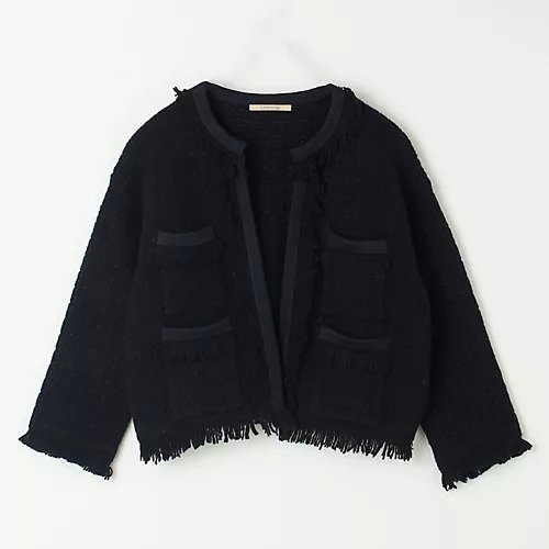 【カレンソロジー/Curensology】のツイーディフリンジカーディガン インテリア・キッズ・メンズ・レディースファッション・服の通販 founy(ファニー) 　ファッション　Fashion　レディースファッション　Fashion for Women　トップス・カットソー　Cut & Sew Tops　カーディガン・羽織り　Layered Style Cardigans　カーディガン　Cardigan, Knitwear　クラシカル　Classical, Vintage-Inspired　コンパクト　Compact, Small Size　ショート　Short, Short Length　フリンジ　Fringe, Tassel　【HPS別注】ブラック|ID: prp329100004183158 ipo3291000000035425440