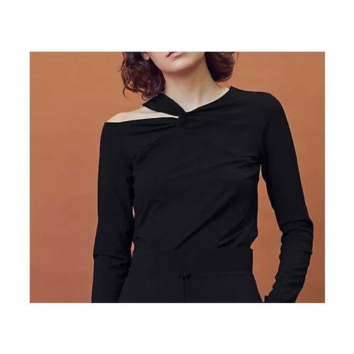 【ジュリエ/Julier】のエコシーベア天stアシメロングスリーブプルオーバー インテリア・キッズ・メンズ・レディースファッション・服の通販 founy(ファニー) 　ファッション　Fashion　レディースファッション　Ladies' Fashion Online　トップス・カットソー　Tops/Tshirt　プルオーバー　Pullover　ストレッチ　Stretch　長袖　Long Sleeve　プリント　Print　ブラック|ID: prp329100004188794 ipo3291000000032638268