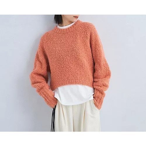 【グリーンレーベル リラクシング / ユナイテッドアローズ/green label relaxing / UNITED ARROWS】のブークレ クルーネック ニット プルオーバー 人気、トレンドファッション・服の通販 founy(ファニー) 　ファッション　Fashion　レディースファッション　WOMEN　トップス・カットソー　Tops/Tshirt　ニット　Knit Tops　プルオーバー　Pullover　おすすめ　Recommend　カットソー　Cut And Sew　クロップド　Cropped　バランス　Balance　フェミニン　Feminine　冬　Winter　秋　Autumn/Fall　 other-1|ID: prp329100004194265 ipo3291000000029053722