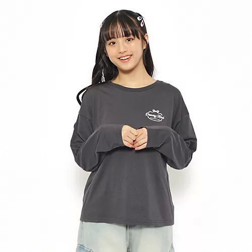 【ピンク ラテ/PINK-latte / KIDS】の【130cmあり】リボンモチーフ ロングTシャツ インテリア・キッズ・メンズ・レディースファッション・服の通販 founy(ファニー) 　ファッション　Fashion　キッズファッション　KIDS　おすすめ　Recommend　グラフィック　Graphic　シンプル　Simple　スリーブ　Sleeve　トレンド　Trend　ベーシック　Basic　モチーフ　Motif　リボン　Ribbon　ロング　Long　チャコールグレー|ID: prp329100004197810 ipo3291000000029490255