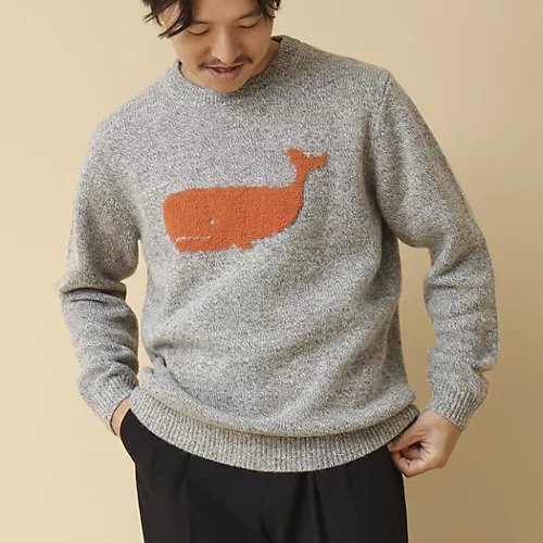 【ノーリーズ グッドマン/NOLLEY'S goodman / MEN】のクジラインターシャ クルーネックニット 24AW インテリア・キッズ・メンズ・レディースファッション・服の通販 founy(ファニー) https://founy.com/ ファッション Fashion メンズファッション MEN 2024年 2024 2024-2025秋冬・A/W Aw/Autumn/Winter/Fw/Fall/2024-2025 おすすめ Recommend ギフト プレゼント Gift Present シンプル Simple デニム Denim フロント Front ミドル Middle 冬 Winter 定番 Standard |ID: prp329100004201168 ipo3291000000029105977