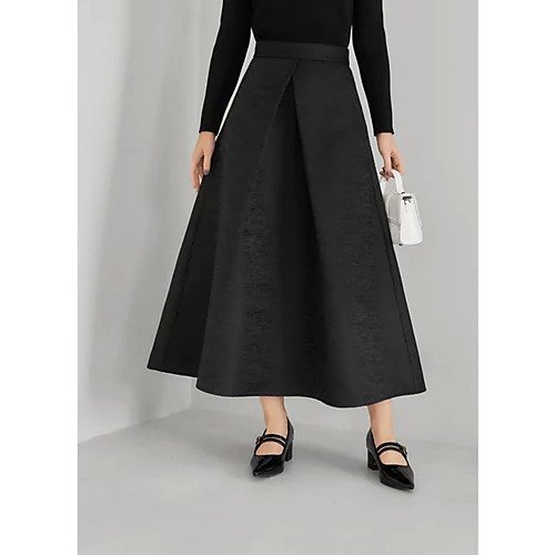 【スタイルデリ/STYLE DELI】の【LUXE】微光沢ジャガードマキシ丈タックスカート/95cm インテリア・キッズ・メンズ・レディースファッション・服の通販 founy(ファニー) 　ファッション　Fashion　レディースファッション　WOMEN　スカート　Skirt　カモフラージュ　Camouflage　シンプル　Simple　スニーカー　Sneakers　ダウン　Down　パーカー　Hoodie　フォルム　Form　夏　Summer　ブラック|ID: prp329100004204080 ipo3291000000030965482
