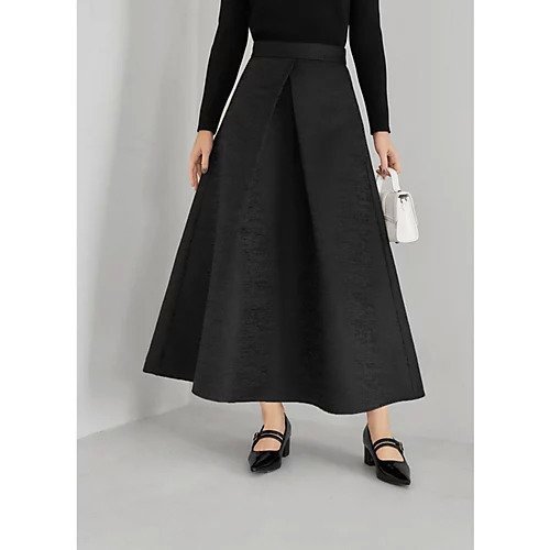 【スタイルデリ/STYLE DELI】の【LUXE】微光沢ジャガードマキシ丈タックスカート/90cm インテリア・キッズ・メンズ・レディースファッション・服の通販 founy(ファニー) 　ファッション　Fashion　レディースファッション　WOMEN　スカート　Skirt　カモフラージュ　Camouflage　シンプル　Simple　スニーカー　Sneakers　ダウン　Down　パーカー　Hoodie　フォルム　Form　夏　Summer　ブラック|ID: prp329100004204081 ipo3291000000030965490
