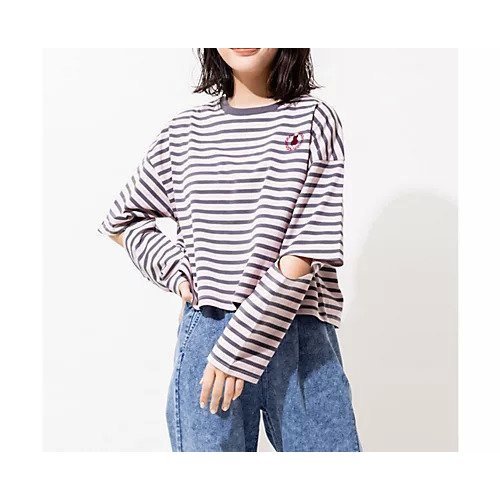 【ピンク ラテ/PINK-latte / KIDS】のエルボーカットTシャツ インテリア・キッズ・メンズ・レディースファッション・服の通販 founy(ファニー) https://founy.com/ ファッション Fashion キッズファッション KIDS おすすめ Recommend スリーブ Sleeve ボーダー Border ロング Long 春 Spring |ID: prp329100004207331 ipo3291000000029490256