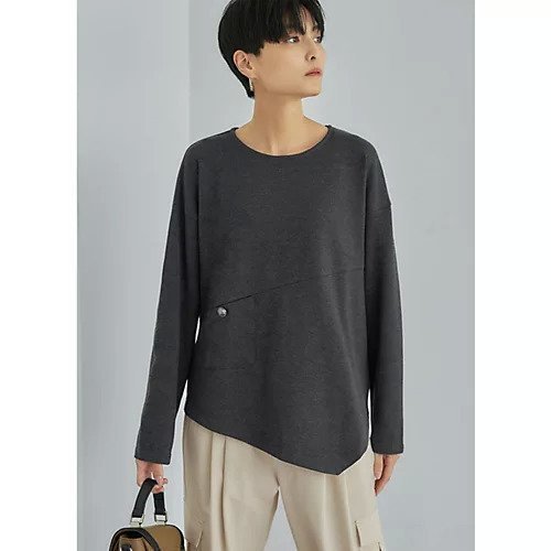 【スタイルデリ/STYLE DELI】のアシンメトリー長袖Tシャツ インテリア・キッズ・メンズ・レディースファッション・服の通販 founy(ファニー) 　ファッション　Fashion　レディースファッション　WOMEN　トップス・カットソー　Tops/Tshirt　シャツ/ブラウス　Shirts/Blouses　ロング / Tシャツ　T-Shirts　アクセサリー　Accessories　アシンメトリー　Asymmetry　イレギュラーヘム　Irregular Hem　カットソー　Cut And Sew　シルバー　Silver　長袖　Long Sleeve　バランス　Balance　フレア　Flare　ポケット　Pocket　ワイド　Wide　A/W・秋冬　Aw・Autumn/Winter・Fw・Fall-Winter　夏　Summer　スミクロ|ID: prp329100004214042 ipo3291000000029225396