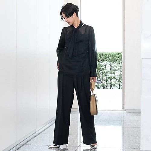 【エムセブンデイズ/M7days】の【コラボ】サイド切り替え脚長タックパンツ 人気、トレンドファッション・服の通販 founy(ファニー) 　ファッション　Fashion　レディースファッション　Fashion for Women　パンツ　Pants & Trousers　コラボ　Collaboration, Collab　シンプル　Simple, Minimal　トレンド　Trend, Trending Now　バランス　Balance, Style Balance　フレア　Flare, Flared　ワイド　Wide, Wide Fit　洗える　Machine Washable　other-2|ID: prp329100004214053 ipo3291000000031823904