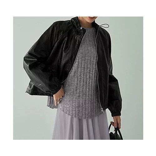 【スタイルデリ/STYLE DELI】のシワ加工フェイクレザーブルゾン インテリア・キッズ・メンズ・レディースファッション・服の通販 founy(ファニー) 　ファッション　Fashion　レディースファッション　Fashion for Women　アウター　Coat / Outerwear Collection　ブルゾンジャケット・スポーティアウター　Blouson Jackets　軽量　Lightweight, Ultra Light　サテン　Satin, Glossy Fabric　シルバー　Silver, Metallic Silver　ジャケット　Jacket, Outerwear　スピンドル　Spindle, Drawcord　スポーツ　Sports, Activewear　スリット　Slit, Slit Detail　スリーブ　Sleeve, Long Sleeve / Short Sleeve　フォルム　Silhouette, Form　フロント　Front, Front Design　ブルゾン　Blouson, Bomber Jacket　ポケット　Pocket, Pocket Detail　冬　Winter / This Winter　夏　Summer　ブラック|ID: prp329100004215094 ipo3291000000034321161