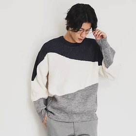 【ザ ショップ ティーケー/THE SHOP TK / MEN】のフェザー切替ウェーブプルオーバー 人気、トレンドファッション・服の通販 founy(ファニー) ファッション Fashion メンズファッション MEN トップス・カットソー Tops/Tshirt/Men ウェーブ Wave コクーン Cocoon スマート Smart フェザー Feather フェザーヤーン Feather Yarn ラウンド Round 切替 Switching |ID:prp329100004215111