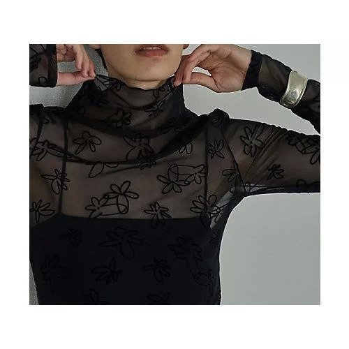 【マージュール/marjour】のFLOCKY SHEER TOPS インテリア・キッズ・メンズ・レディースファッション・服の通販 founy(ファニー) 　ファッション　Fashion　レディースファッション　WOMEN　トップス・カットソー　Tops/Tshirt　インナー　Inner　カーディガン　Cardigan　シンプル　Simple　ジャケット　Jacket　スウェット　Sweat　ストレッチ　Stretch　ボトム　Bottom　冬　Winter　BLACK|ID: prp329100004216155 ipo3291000000029242459