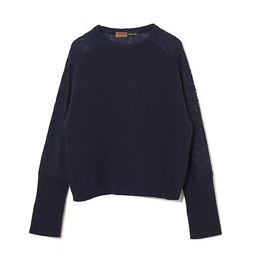 【イーバイエクラ/E by eclat】のRoom no.8 for E by eclat レース切り替えニット インテリア・キッズ・メンズ・レディースファッション・服の通販 founy(ファニー) 　ファッション　Fashion　レディースファッション　Fashion for Women　トップス・カットソー　Cut & Sew Tops　ニット　Knit Tops & Sweaters　コラボ　Collaboration, Collab　ヨーク　Yoke, Yoke Design　ラグジュアリー　Luxury, Elegant　レース　Lace, Lace Fabric　エレガント 上品　Elegant　人気　Popular, Best Seller　洗える　Machine Washable　ネイビー|ID: prp329100004222497 ipo3291000000035588331