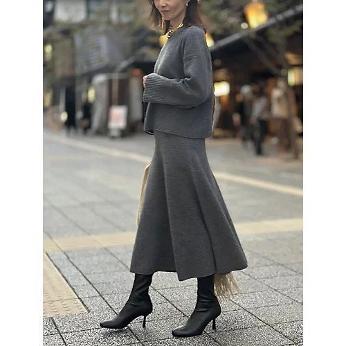 【イーバイエクラ/E by eclat】のraspail for E by eclat ニットフレアスカート 人気、トレンドファッション・服の通販 founy(ファニー) 　ファッション　Fashion　レディースファッション　Fashion for Women　スカート　Skirts　Aライン・フレアスカート　A-Line & Flared Skirts　おすすめ　Recommended / Our Picks　ジャケット　Jacket, Outerwear　フィット　Fit, Slim Fit　フォルム　Silhouette, Form　フレア　Flare, Flared　other-3|ID: prp329100004222522 ipo3291000000034955986