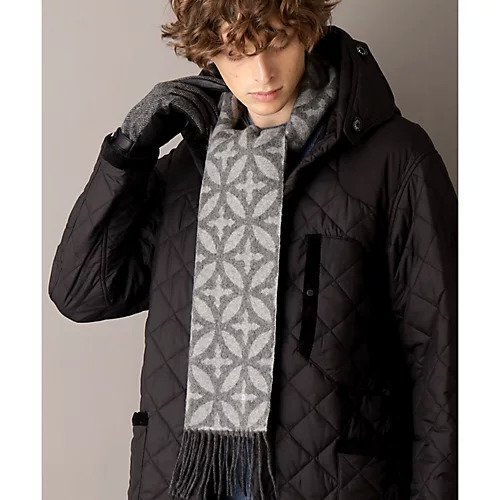 【ドレステリア/DRESSTERIOR / MEN】のオーバーラップサークル モノトーンカシミヤ100%マフラー インテリア・キッズ・メンズ・レディースファッション・服の通販 founy(ファニー) 　ファッション　Fashion　メンズファッション　MEN　カシミヤ　Cashmere　サークル　Circle　ジャカード　Jacquard　ドレス　Dress　マフラー　Scarf　モノトーン　Monotone　定番　Standard　A/W・秋冬　Aw・Autumn/Winter・Fw・Fall-Winter　グレー|ID: prp329100004225393 ipo3291000000030721168