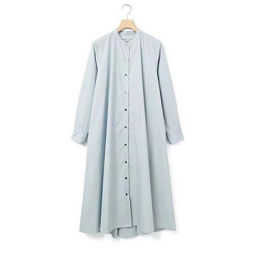 【ミディウミ/MidiUmi】のAラインバンドカラーシャツワンピース インテリア・キッズ・メンズ・レディースファッション・服の通販 founy(ファニー) 　ファッション　Fashion　レディースファッション　Fashion for Women　ワンピース　Dresses　シャツワンピース / 1枚で着映えコーデ　Shirt Dresses　シンプル　Simple, Minimal　タイプライター　Typewriter Fabric, Crisp Cotton　今季　This Season, Current Season　定番　Standard, Basic Item　ライトブルー|ID: prp329100004231050 ipo3291000000030967309