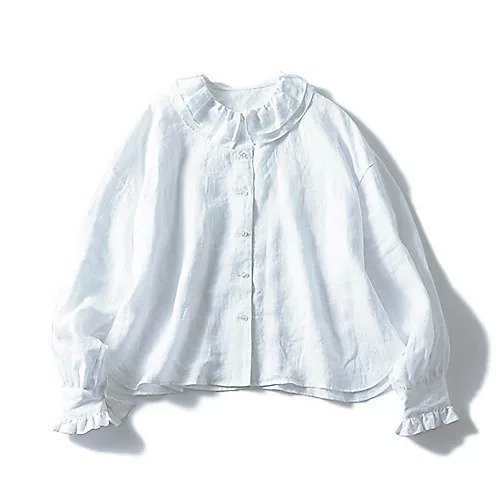 【トゥエルブクローゼット/12closet】の【石上美津江さんコラボ】【洗える】NEWフリルブラウス インテリア・キッズ・メンズ・レディースファッション・服の通販 founy(ファニー) 　ファッション　Fashion　レディースファッション　WOMEN　トップス・カットソー　Tops/Tshirt　シャツ/ブラウス　Shirts/Blouses　12月号　December Issue　コラボ　Collaboration　フリル　Frills　リネン　Linen　洗える　Washable　ホワイト|ID: prp329100004231964 ipo3291000000029329208