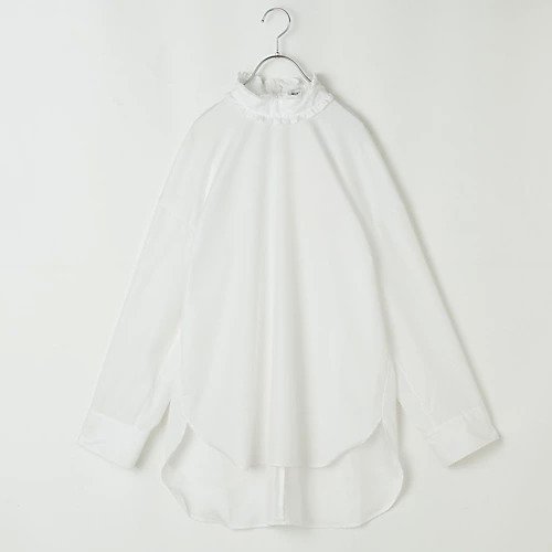 【マイ ウィークネス/MY WEAKNESS】の【ともさかりえさん着用】【洗える】Shaun Shirt/フリルネック プルオーバーシャツ インテリア・キッズ・メンズ・レディースファッション・服の通販 founy(ファニー) 　ファッション　Fashion　レディースファッション　Fashion for Women　トップス・カットソー　Cut & Sew Tops　シャツ・ブラウス・オフィスカジュアル　Elegant Blouses & Button-Ups　カジュアルプルオーバー・ニットトップス　Pullovers & Knit Tops / Casual Pullovers　スタイリッシュ　Stylish, Fashionable　スタンド　Stand Collar, Upright Stand　ストライプ　Stripe, Striped Pattern　フリル　Frill, Ruffle　今季　This Season, Current Season　洗える　Machine Washable　ホワイト|ID: prp329100004231965 ipo3291000000035752281