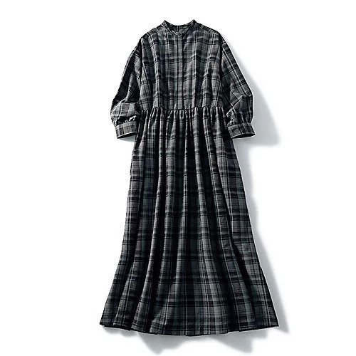 【トゥエルブクローゼット/12closet】の【コラボ】【洗える】チェックワンピース インテリア・キッズ・メンズ・レディースファッション・服の通販 founy(ファニー) 　ファッション　Fashion　レディースファッション　Fashion for Women　ワンピース　Dresses　コラボ　Collaboration, Collab　チェック　Check, Plaid, Tartan　ハイネック　High Neck, Mock Neck　ポケット　Pocket, Pocket Detail　春　Spring　洗える　Machine Washable　グレーチェック|ID: prp329100004232020 ipo3291000000034941953