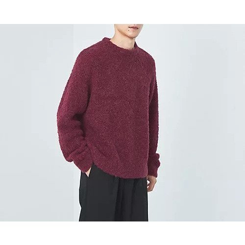 【グリーンレーベルリラクシング/green label relaxing / UNITED ARROWS / MEN】のフラッフィー ブークレ クルーネック ニット インテリア・キッズ・メンズ・レディースファッション・服の通販 founy(ファニー) 　ファッション　Fashion　メンズファッション　MEN　おすすめ　Recommend　イタリア　Italy　エアリー　Airy　シンプル　Simple　ループ　Loop　WINE|ID: prp329100004237054 ipo3291000000029371573