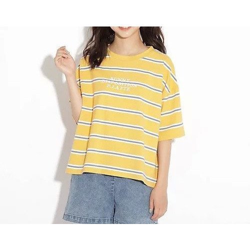 【ピンク ラテ/PINK-latte / KIDS】の【WEB限定】ボーダーTシャツ インテリア・キッズ・メンズ・レディースファッション・服の通販 founy(ファニー) 　ファッション　Fashion　キッズファッション　KIDS　ベーシック　Basic　ボーダー　Border　イエロー|ID: prp329100004237114 ipo3291000000029371780