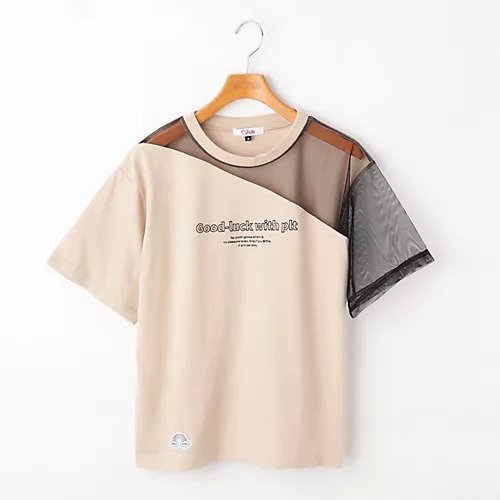 【ピンク ラテ/PINK-latte / KIDS】のニコラ掲載 ワンショル風透け切替えTシャツ 人気、トレンドファッション・服の通販 founy(ファニー) 　雑誌掲載アイテム　Magazine Items　ファッション雑誌　Fashion Magazines　ニコラ　nicola　ファッション　Fashion　キッズファッション　KIDS　クール　Cool　スリーブ　Sleeve　チュール　Tulle　ハーフ　Half　ワンショル　One Shoulder　雑誌　Magazine　 other-1|ID: prp329100004237179 ipo3291000000029371988