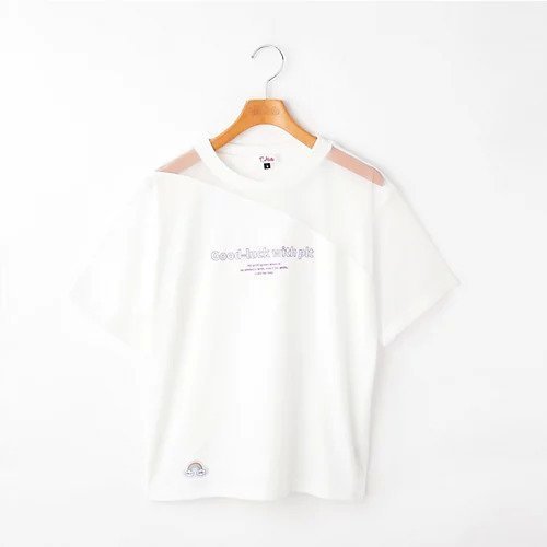 【ピンク ラテ/PINK-latte / KIDS】のニコラ掲載 ワンショル風透け切替えTシャツ インテリア・キッズ・メンズ・レディースファッション・服の通販 founy(ファニー) 　雑誌掲載アイテム　Magazine Items　ファッション雑誌　Fashion Magazines　ニコラ　nicola　ファッション　Fashion　キッズファッション　KIDS　クール　Cool　スリーブ　Sleeve　チュール　Tulle　ハーフ　Half　ワンショル　One Shoulder　雑誌　Magazine　オフホワイト|ID: prp329100004237179 ipo3291000000029371990