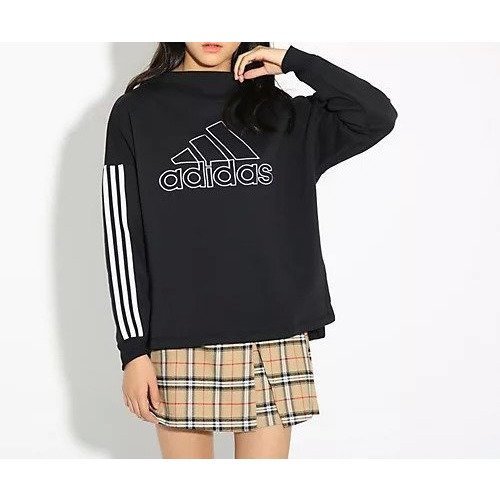 【ピンク ラテ/PINK-latte / KIDS】の【adidas/アディダス】スウェット インテリア・キッズ・メンズ・レディースファッション・服の通販 founy(ファニー) 　ファッション　Fashion　キッズファッション　KIDS　スウェット　Sweat　フロント　Front　プリント　Print　ボトルネック　Bottleneck　定番　Standard　ブラック|ID: prp329100004237314 ipo3291000000029372408