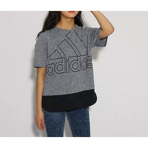 【ピンク ラテ/PINK-latte / KIDS】の【adidas/アディダス/UVカット】オーバーサイズ ビックロゴTシャツ インテリア・キッズ・メンズ・レディースファッション・服の通販 founy(ファニー) 　ファッション　Fashion　キッズファッション　KIDS　スポーツ　Sports　スポーティ　Sporty　ドッキング　Docking　ビッグ　Big　ラウンド　Round　ブラック|ID: prp329100004237374 ipo3291000000029372610