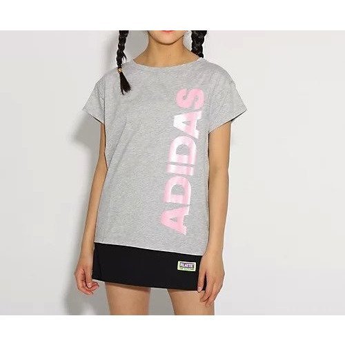 【ピンク ラテ/PINK-latte / KIDS】の【adidas/アディダス】 パールリニアロゴTシャツ インテリア・キッズ・メンズ・レディースファッション・服の通販 founy(ファニー) 　ファッション　Fashion　キッズファッション　KIDS　スポーツ　Sports　ベビー　Baby　グレー|ID: prp329100004237375 ipo3291000000029372613